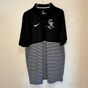 Nike Colorado Rockies Polo Men’s XL Gray Black MLB Baseball Short Sleeve Shirt